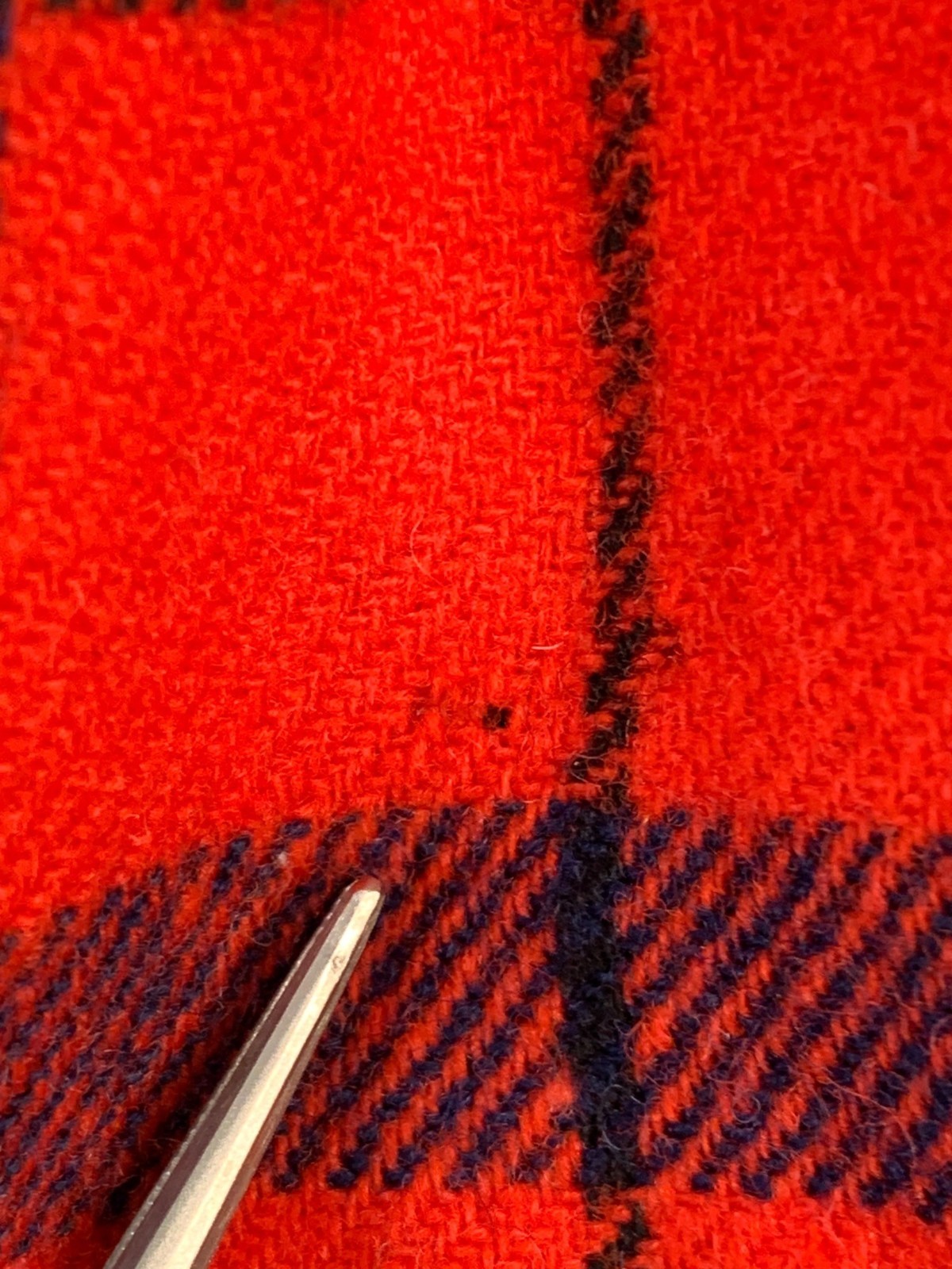 Vintage 70s Pendleton Red Leslie Tartan Wool Midi Skirt USA 10/12 Moth Holes