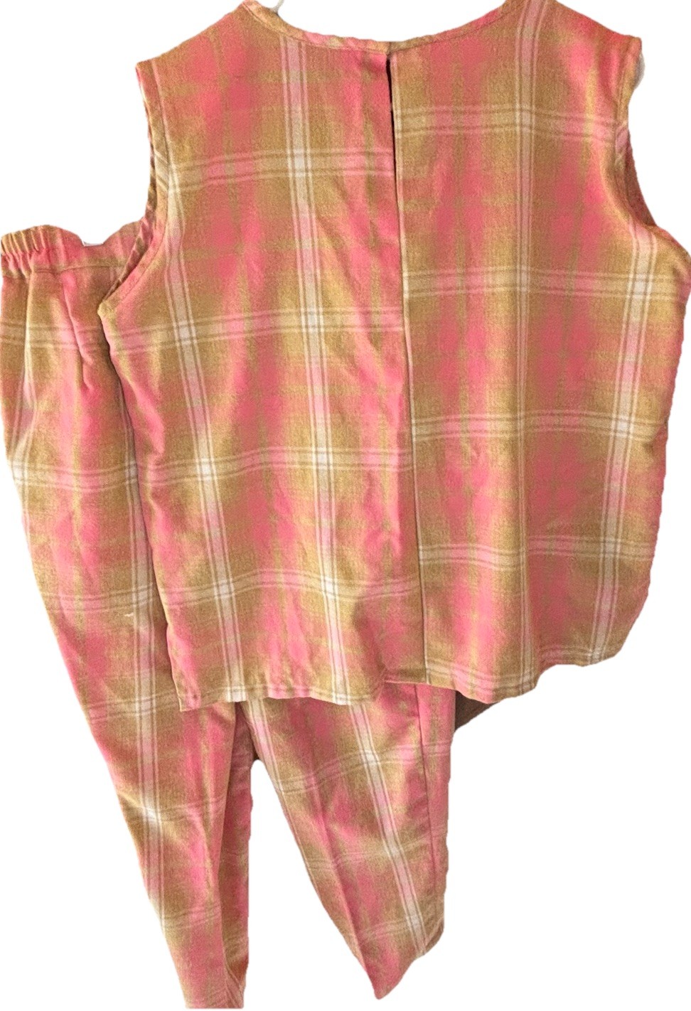 VINTAGE WOMEN’S HIPPIE OUTFIT 1960’S Pink Plaid Large CLASSY EUC