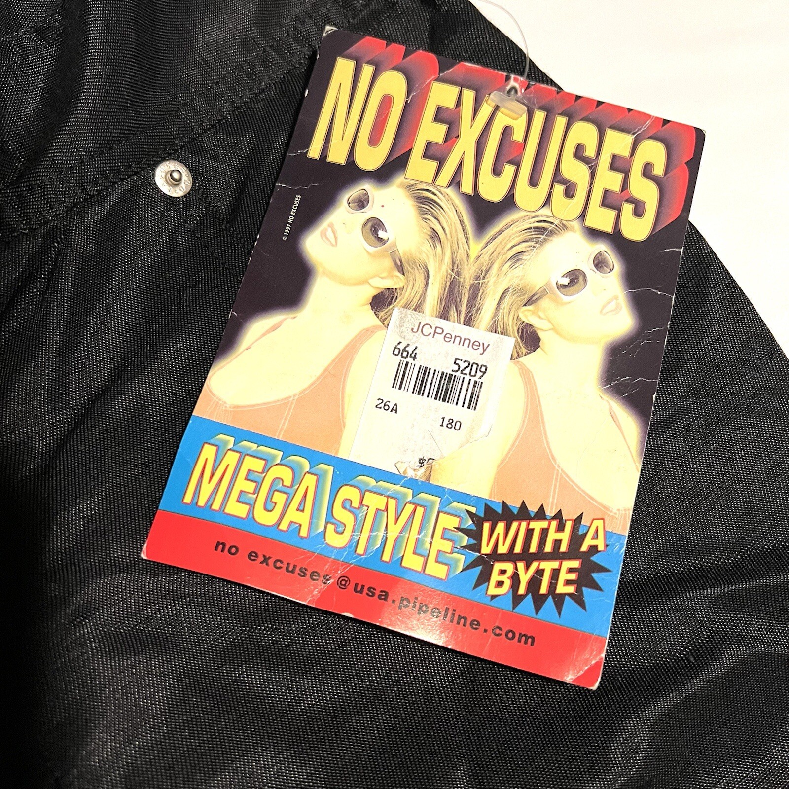 NWT 90s Vintage No Excuses Black Shiny Silky High Waisted Y2K Pants Size 11/12