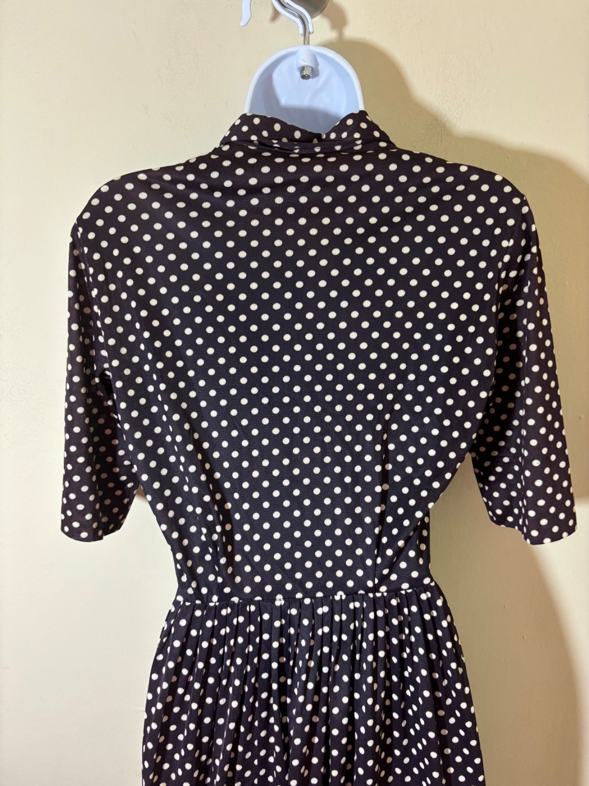 Vtg 50s Shirt Dress S Polka Dot Fit Flare Pinup Retro Rockabilly Button Pocket