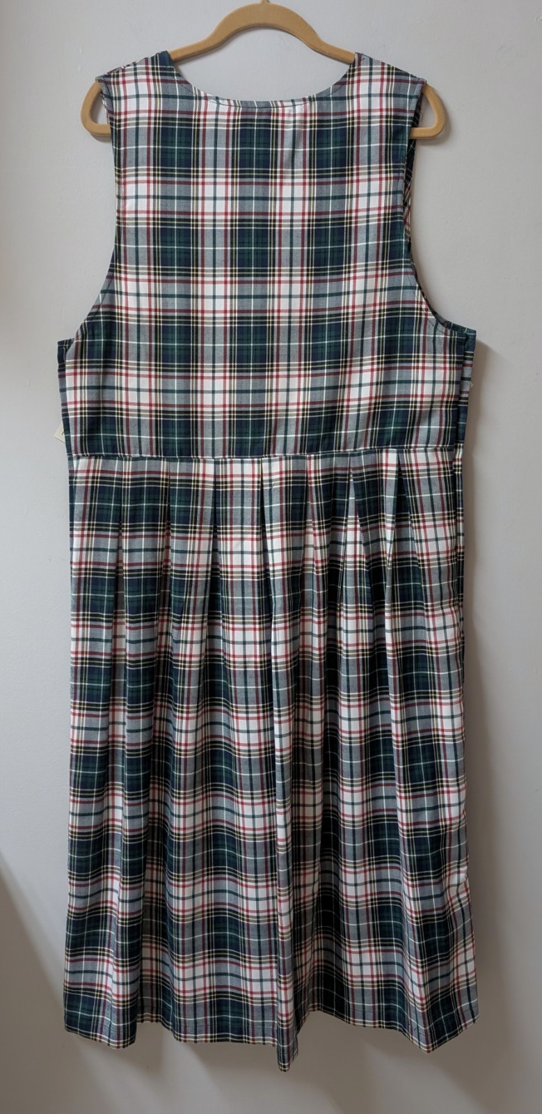 Hunts Point Ivory Green Red Tartan Plaid Vtg Deadstock Jumper Side Buttons 16