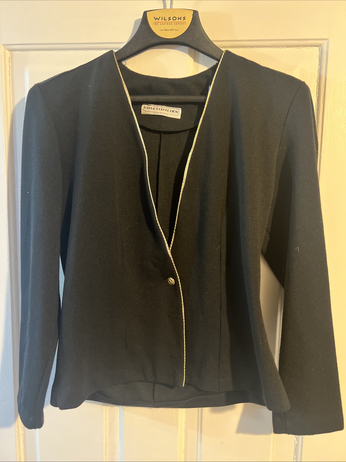 Vintage Pablo Collection Made In The USA Black with gold detailed blazer Size 8