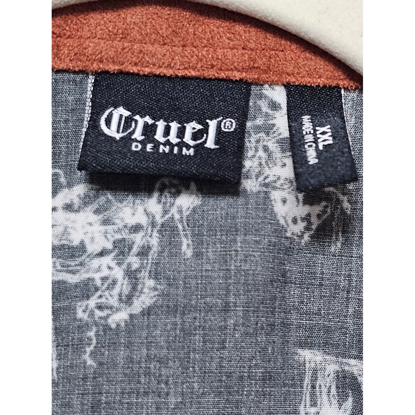 Cruel Denim XL Western Horse Print Snap Shirt Faux Suede Yoke Cowgirl Rodeo