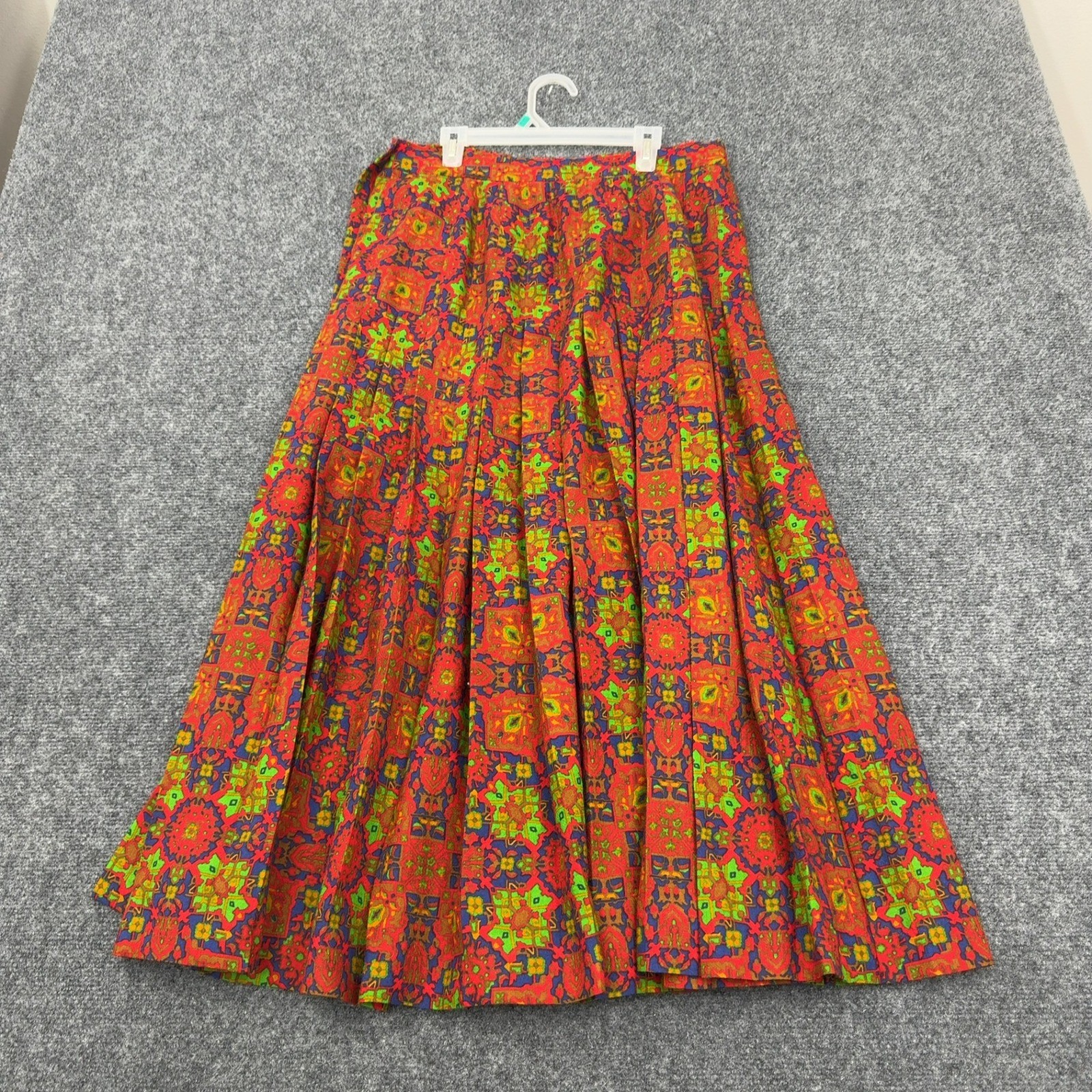 Vintage Yves Saint Laurent Skirt Womens 46 Red Wool Pleated Rive Gauche Boho