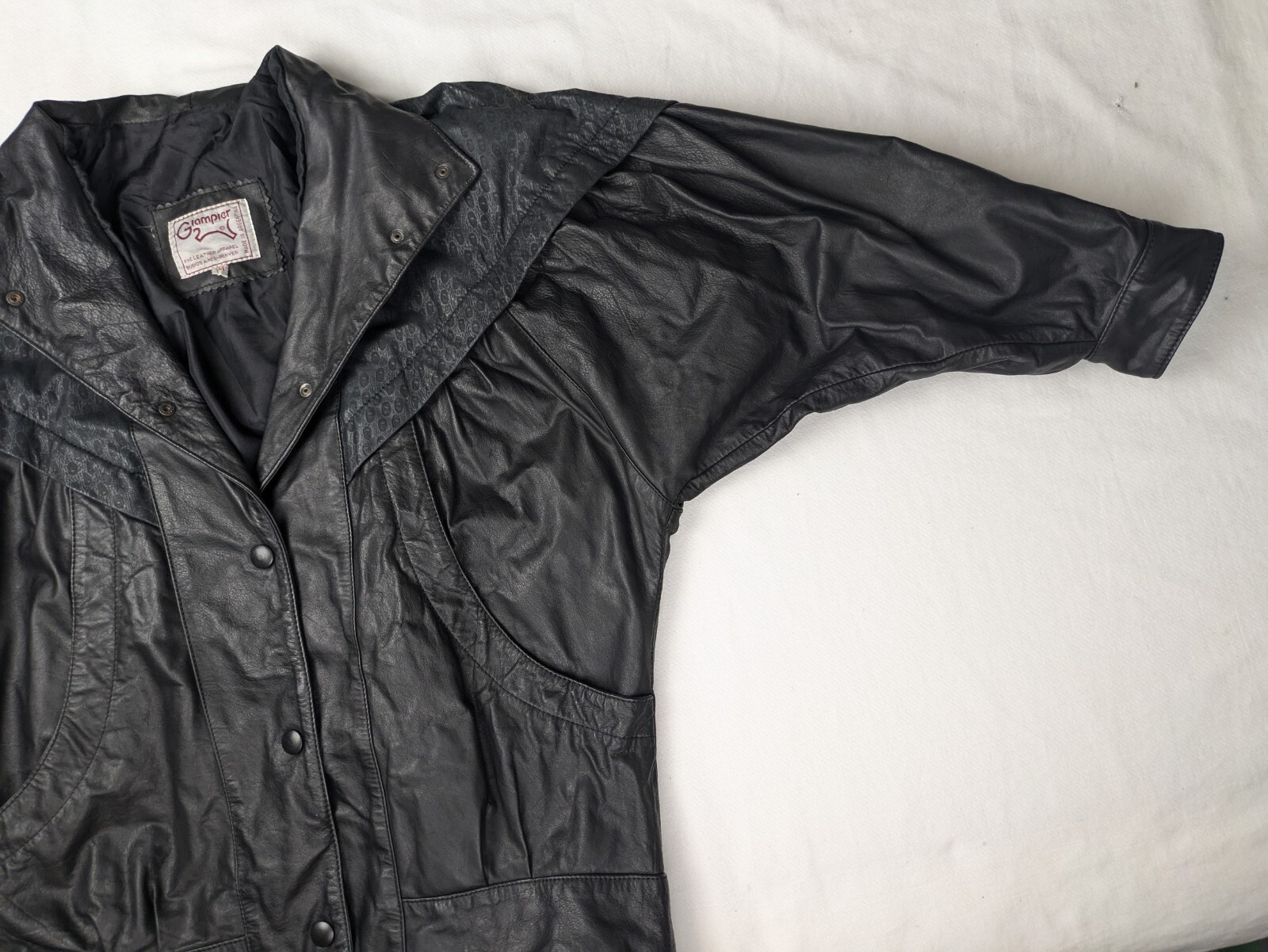 Womens Leather Leopard Print Black 80’s Jacket Size Med Bomber Biker Rocker