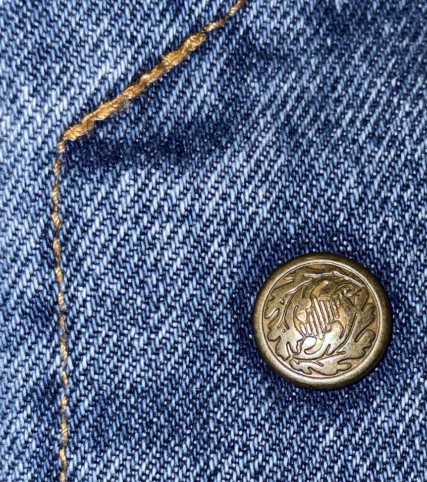 VTG 80s Stuffed Shirt Jeanswear Denim Maxi Skirt Made USA Bronze Snaps Sz 13/14