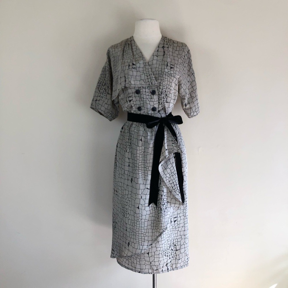 vintage 80s snake skin print blouse abstract animal shirt asymmetrical disco