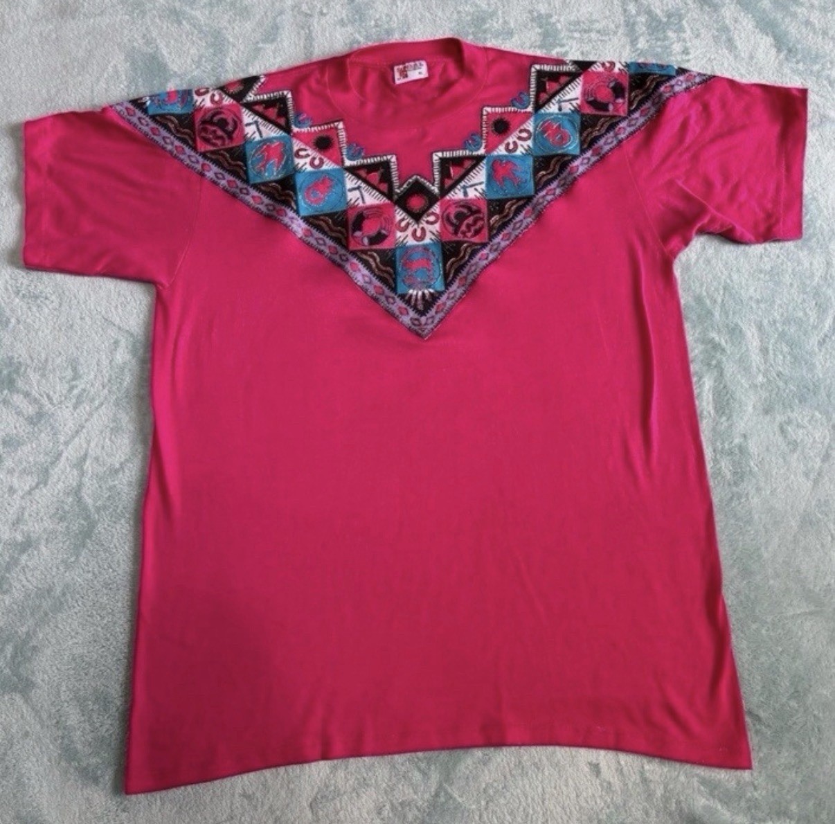 Vintage Sunbelt Native American Western T-Shirt XL Paint Fabric Southwestern Top