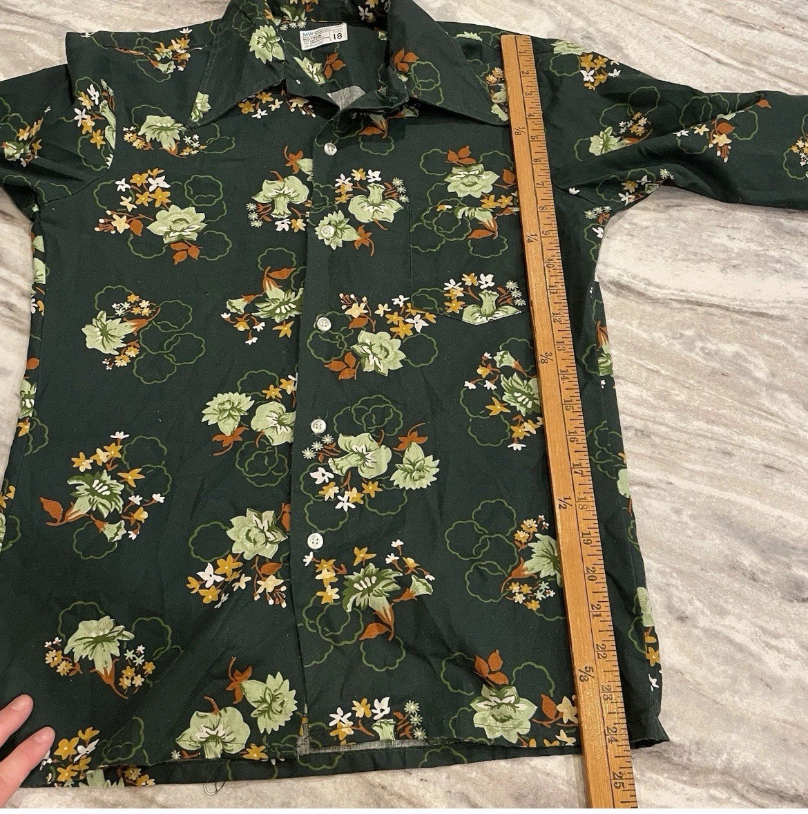 Vtg 70s Floral Cottage Core Mod GoGo Disco Button-Down Shirt JC Penney Womens 18