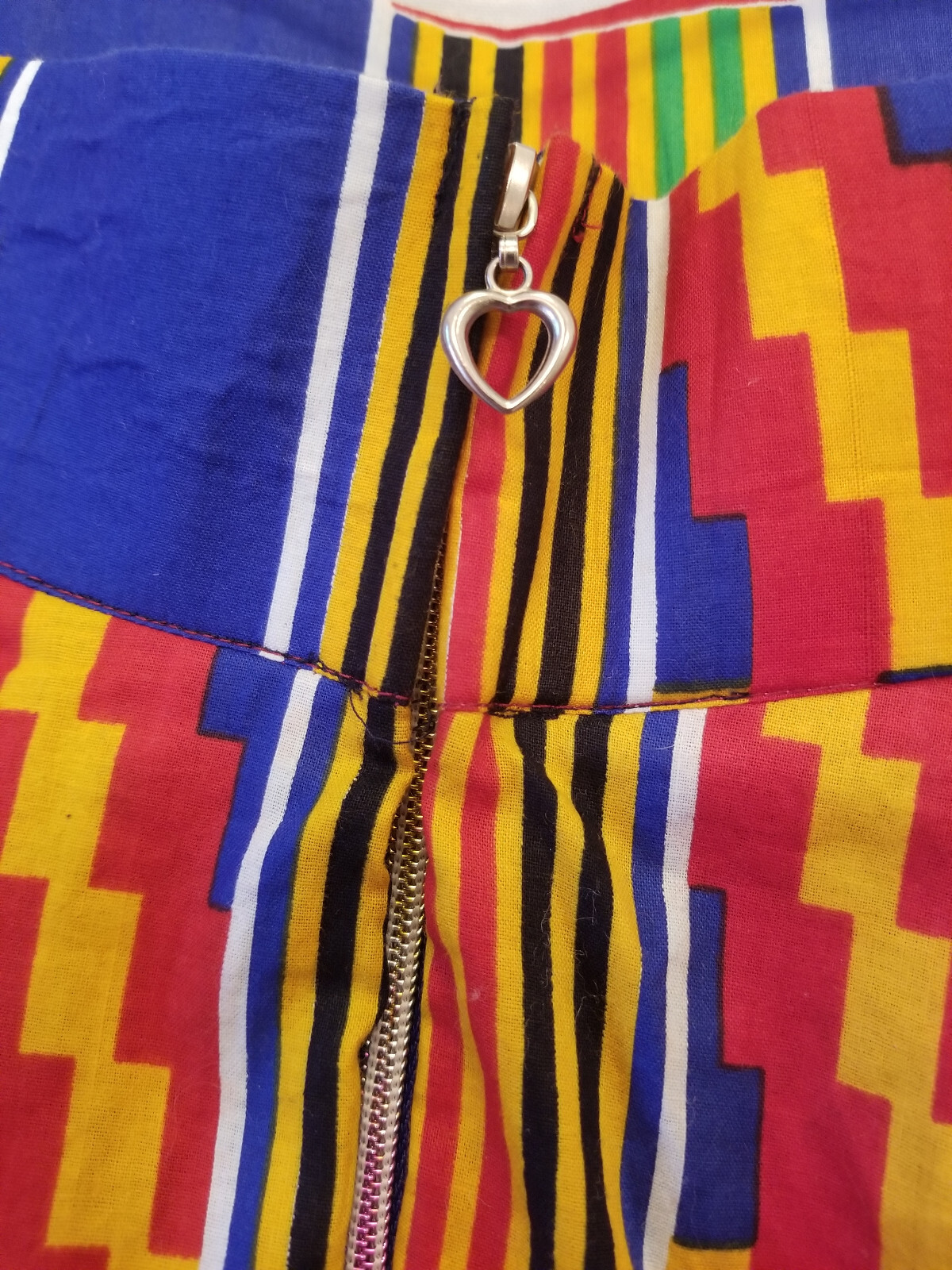 Vintage 1980s Rainbow Stripe Op Art Zip Up Swing Full Sweep Skirt M/34