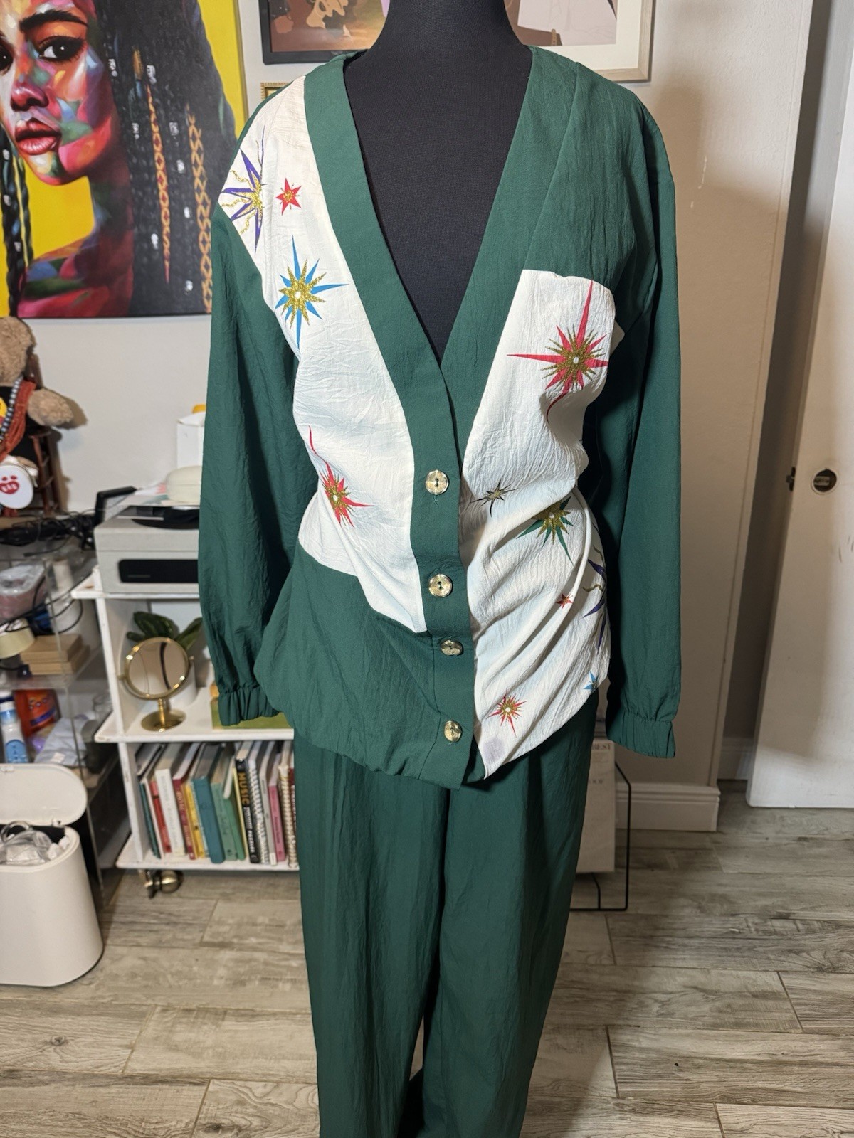 Vintage Silver Threads Windbreaker 2pc Set