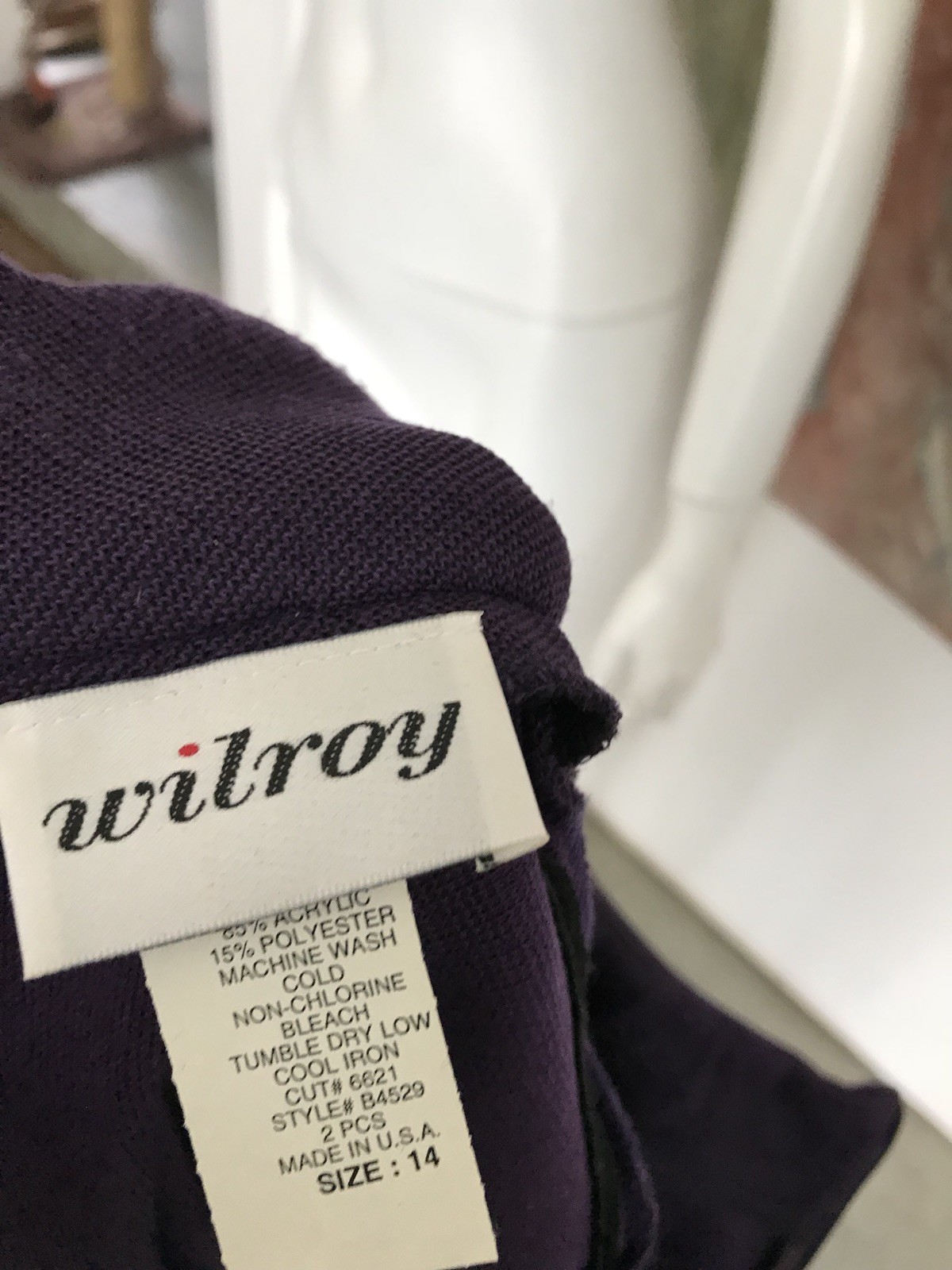 Vintage Wilroy Purple Two Piece Kneelength Dress A6 SZ 14