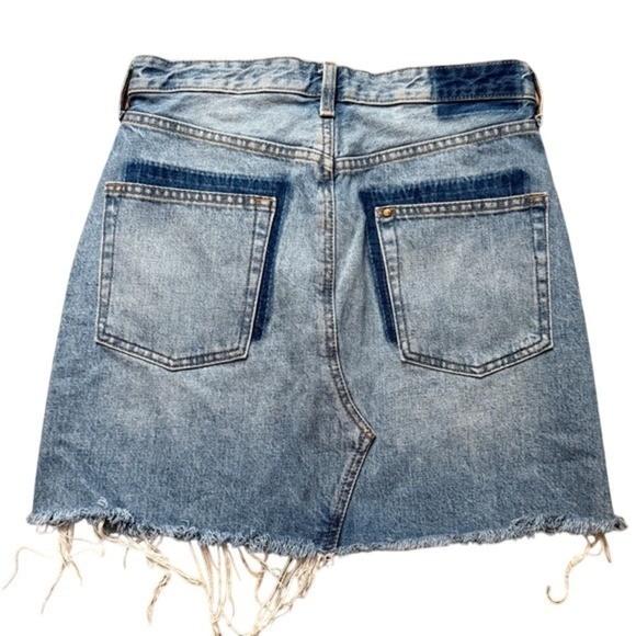 &Denim Raw Hem Distressed Mini Skirt Contrast Pockets 8 Y2K 90s