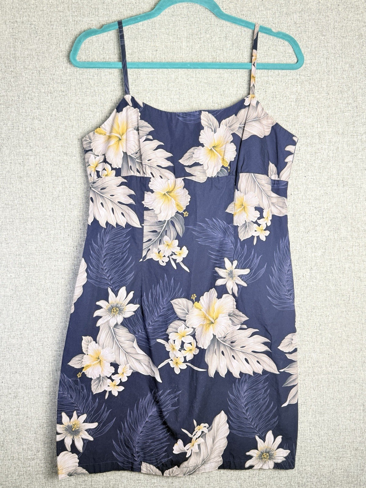 Vintage Hawaiian Blue Floral Strappy Dress w/Shirt Hibiscus Pacific Legend MED/L
