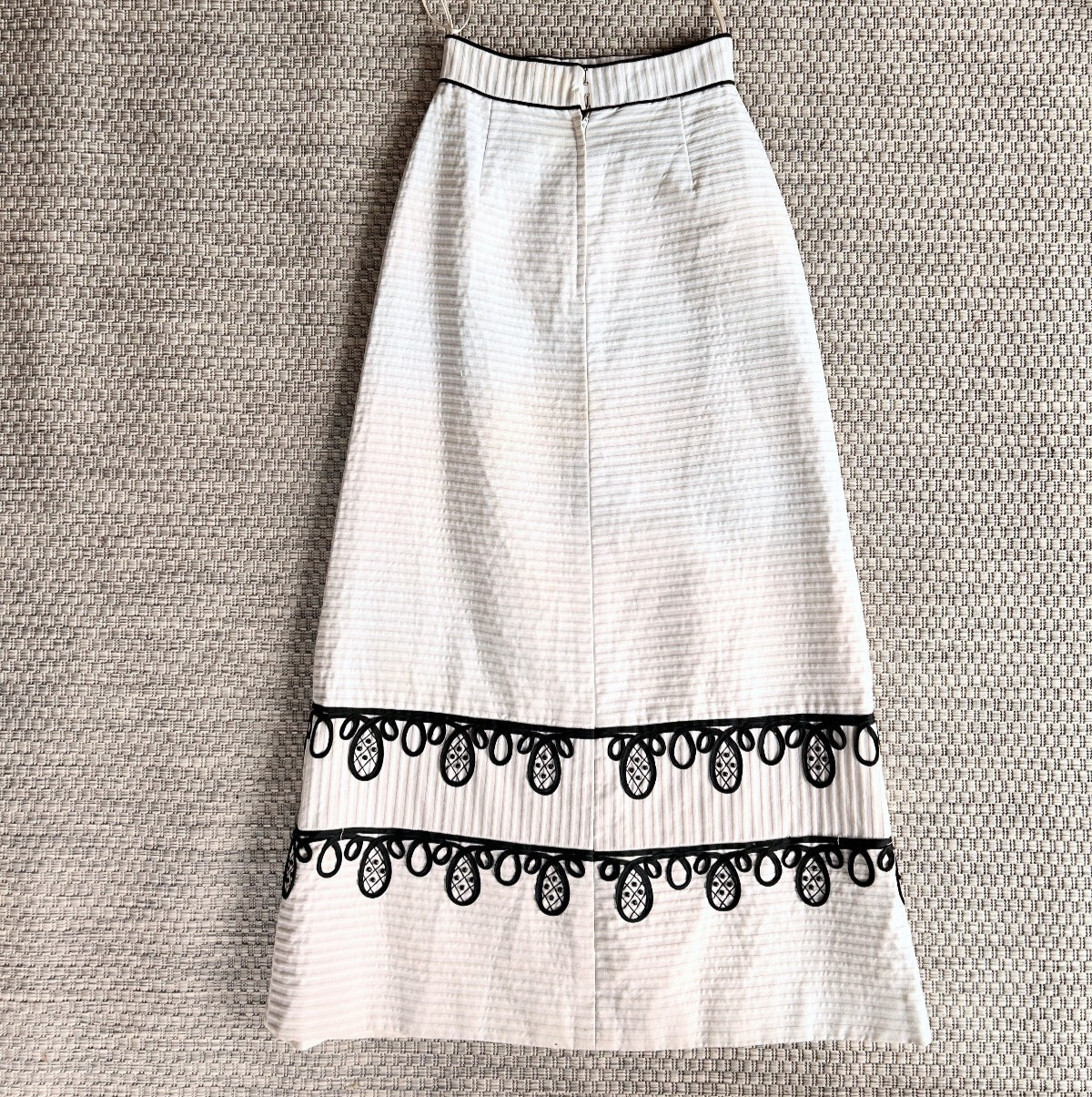 Vintage 1960s 70s Preppy Mod Hostess Maxi Skirt Palm Royale Black/ White sz S
