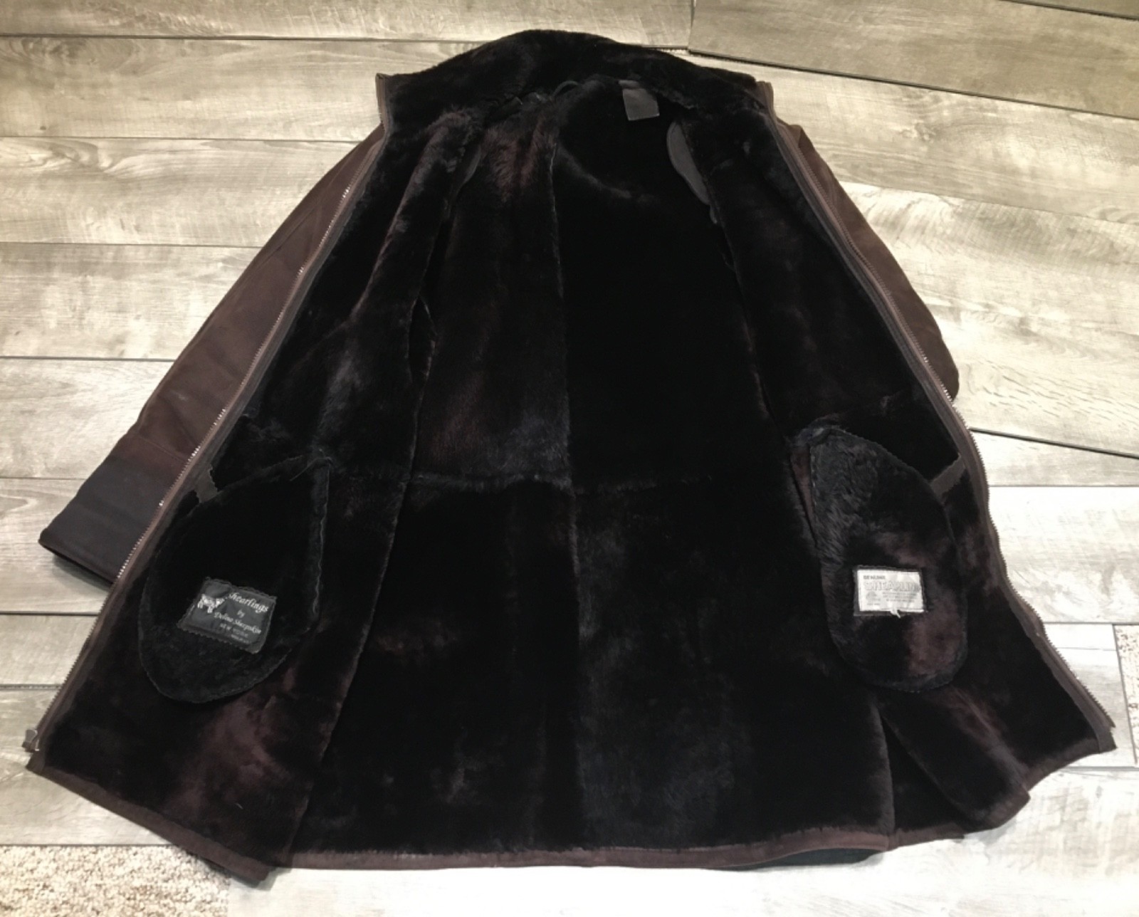 Vintage Delino Shearling Sheepskin Womens Coat Jacket Chocolate Size 6 Bomber