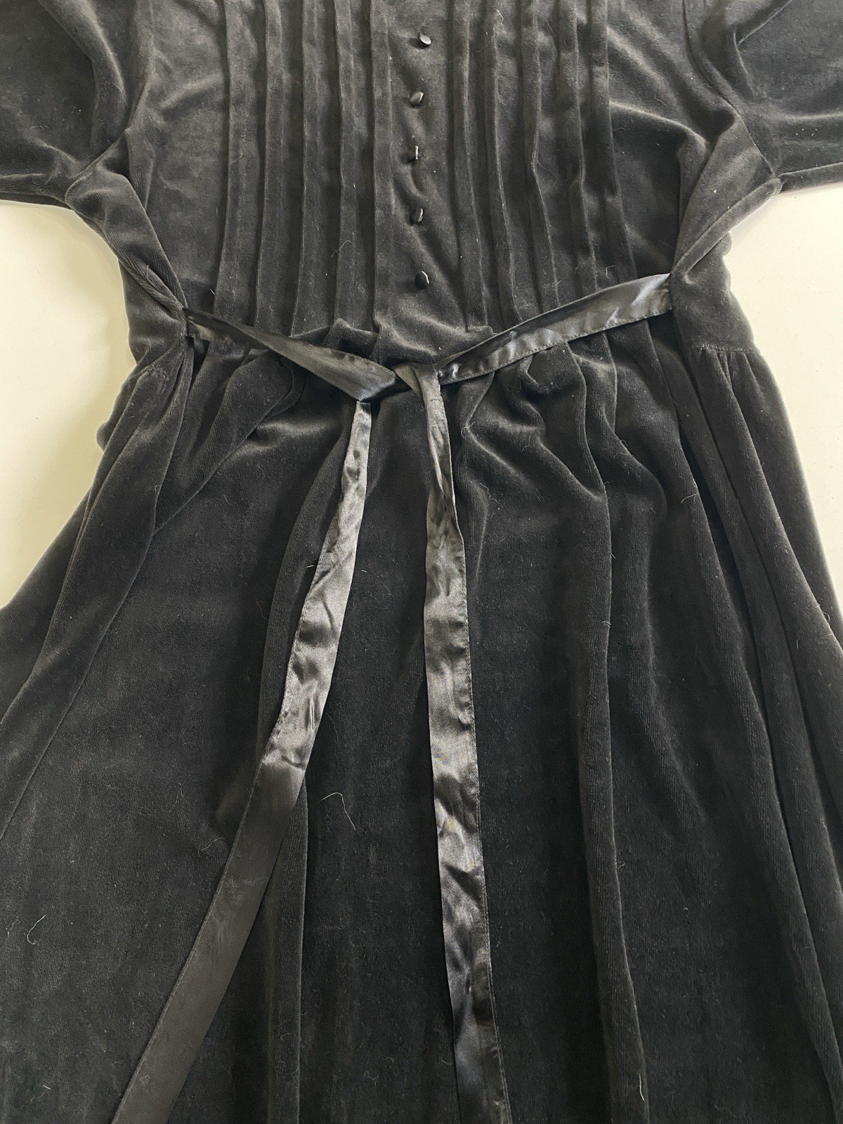 Vintage 90s Fads L Maxi Dress Cotton velour Black belted