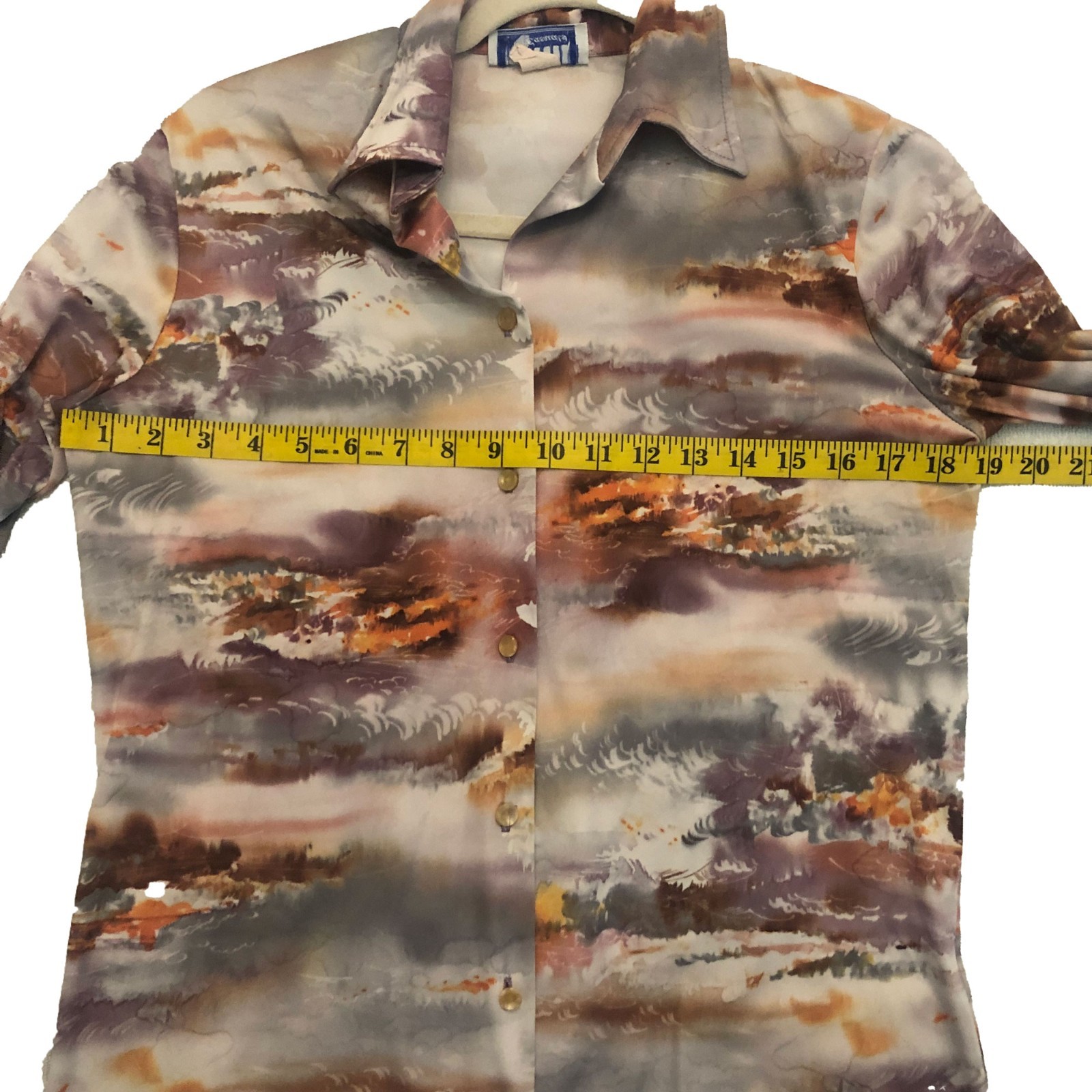 1970’s Abstract Waves Art Polyester Unisex Polyester Longsleeve Blouse