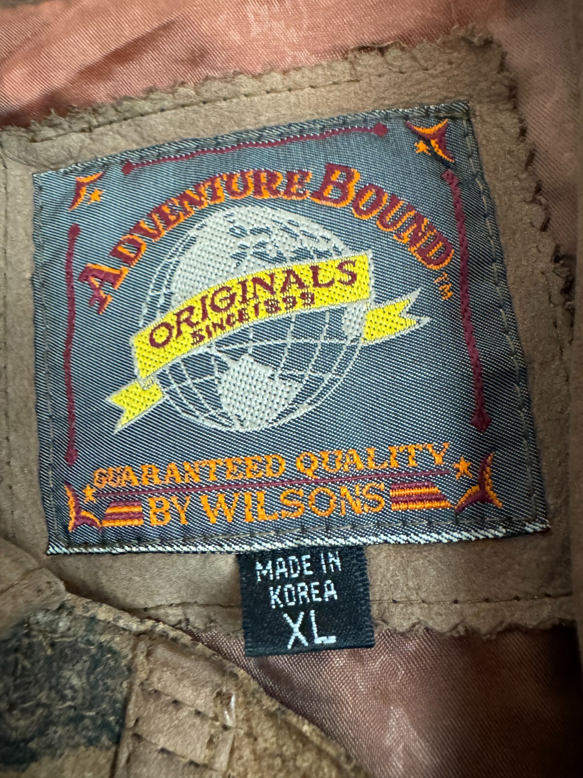 Vtg Adventure Bound By Wilsons Men Lined Collared Pockets Brown Leather Coat XL