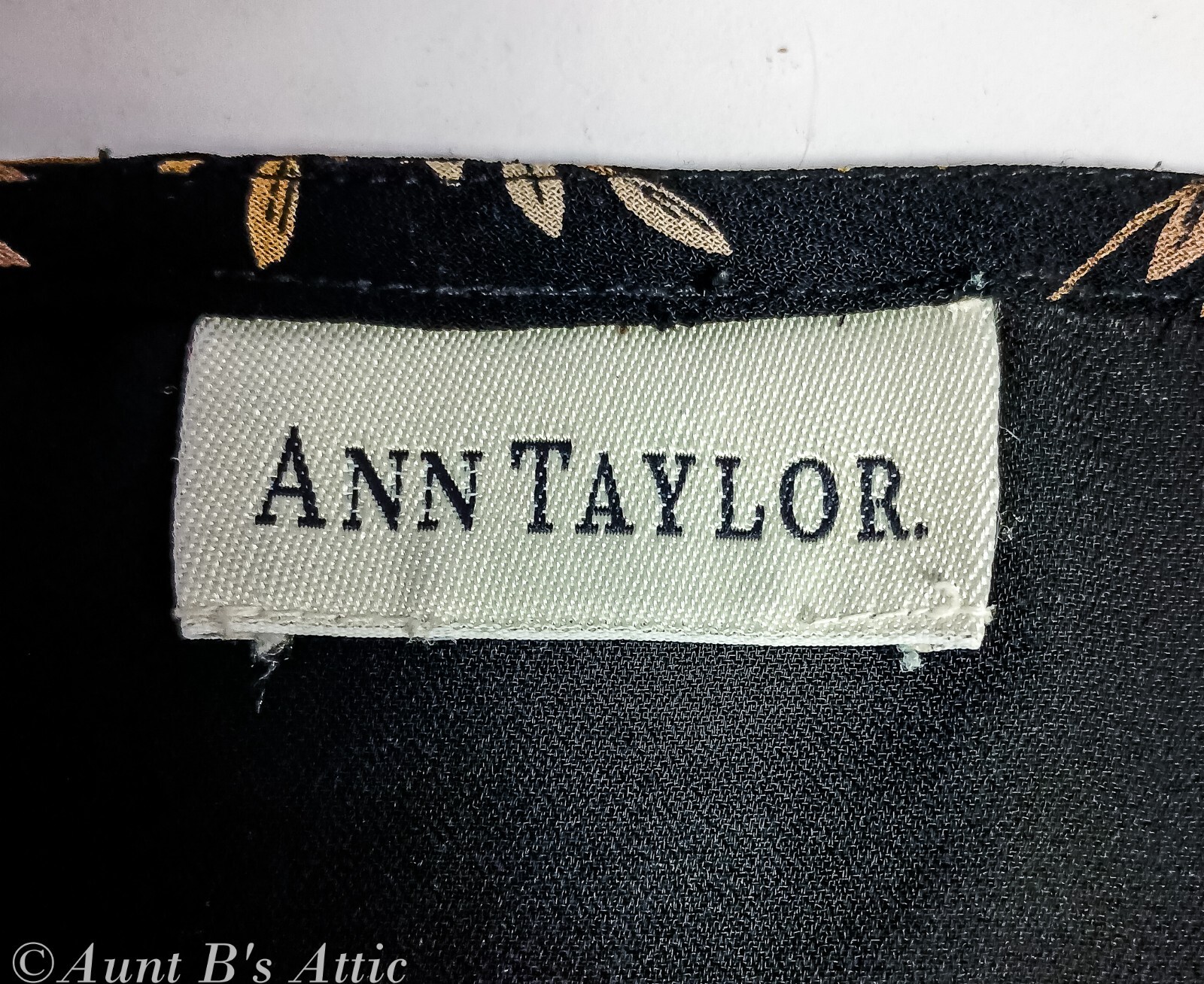Ann Taylor Ladies Vtg Y2K Silk Black/Br Botanical Leaf Print Side Zip Skirt Lg