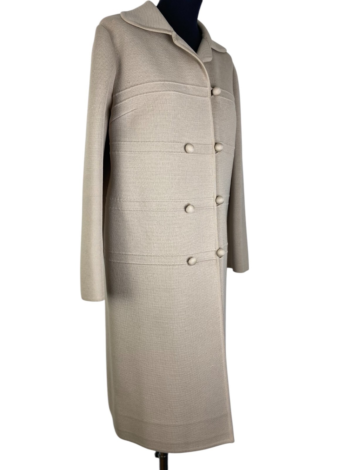 Vintage 60s Sweater Coat | Ivory hued knitted coat | Elegant Accessory | Size M