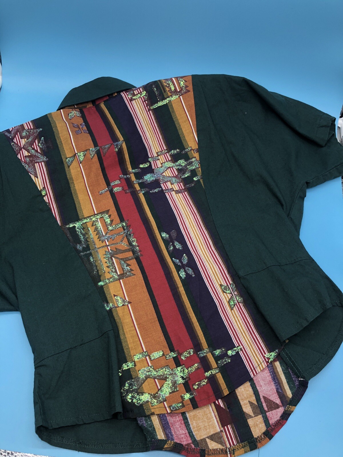Vintage Banjo Texas Western Wear Womens Crop Shirt Size M Rodeo Square Dancing