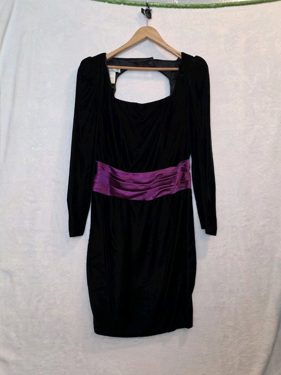 VTG Jessica McClintock Gunne Sax Black Velvet 80’s Prom Check Measurements