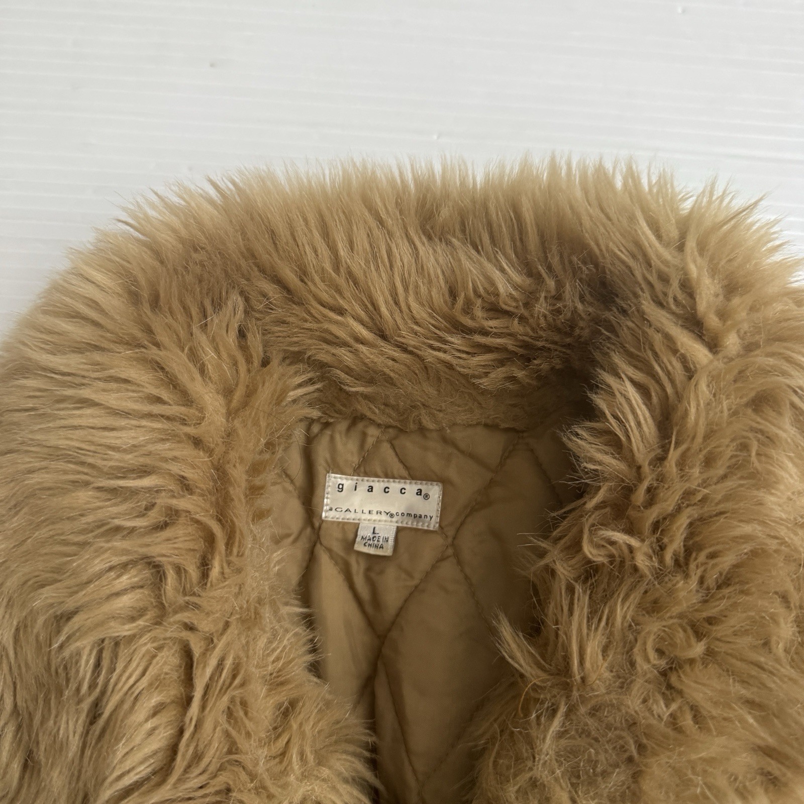 1990s GIACCA Gallery Denim Jacket w/Faux Fur Collar Cuffs Trim Zippered Size L