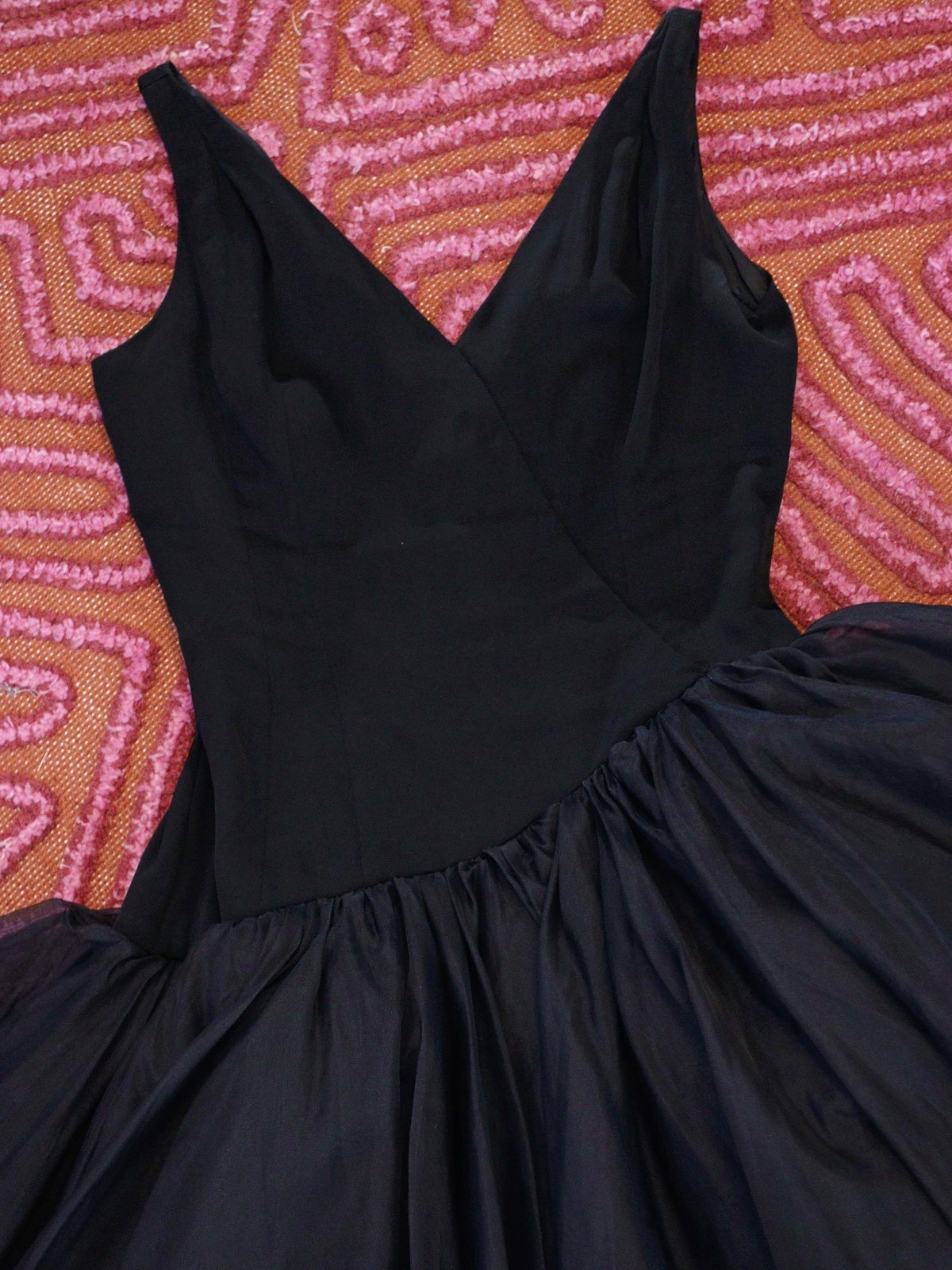 VTG 1950s 60s Mam’selle Ballet Tutu V Neck Cocktail Party Dress Betty Carol esk