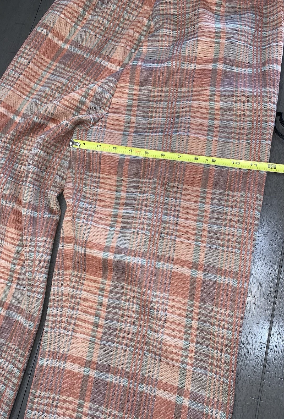 B7 VTG 25×30” SM GRAFF 60s PANTS RUST/TAN PLAID MCM FLARED MOD/GOGO DISCO PULLON