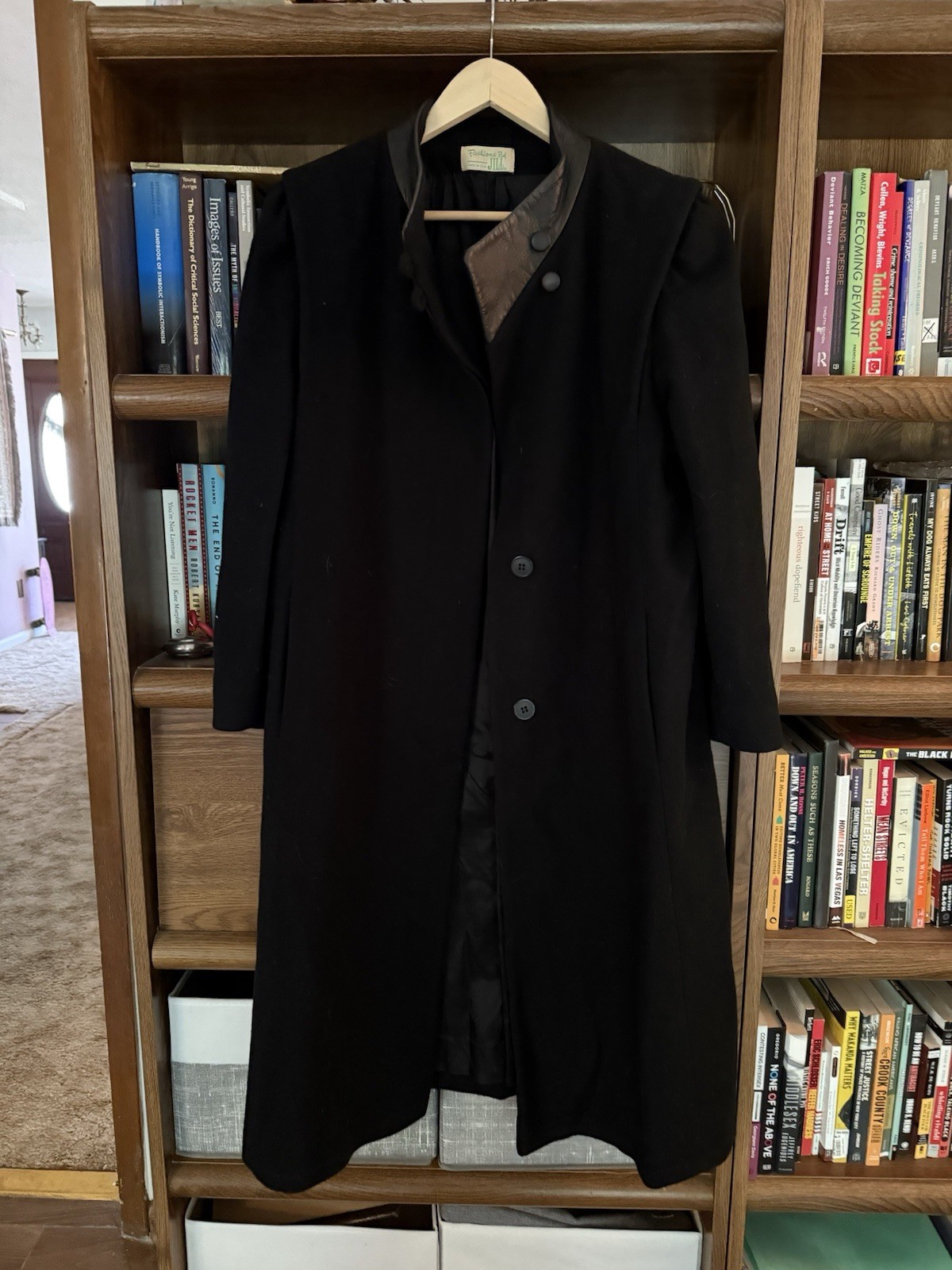 Vintage 1980s Wool And Leather Trenchcoat Jacket Fashion By Jill