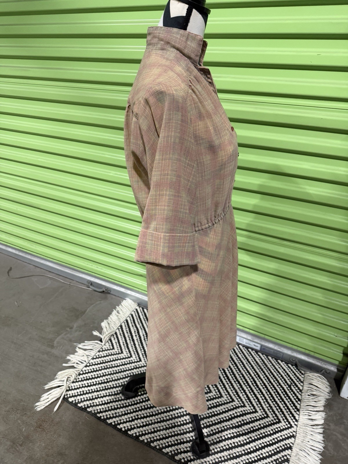 Retro super cool Plaid Button Front 3/4 Sleeve Dress
