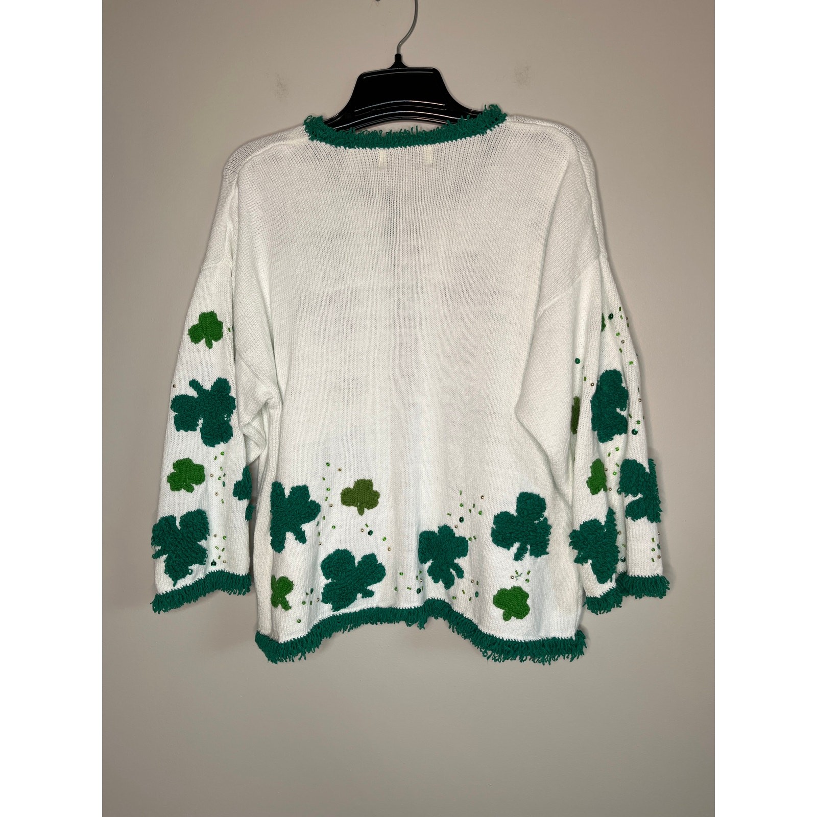 1990s Jane’s Closet Design Options Shamrocks Clover St Patrick’s Day Cardigan XL