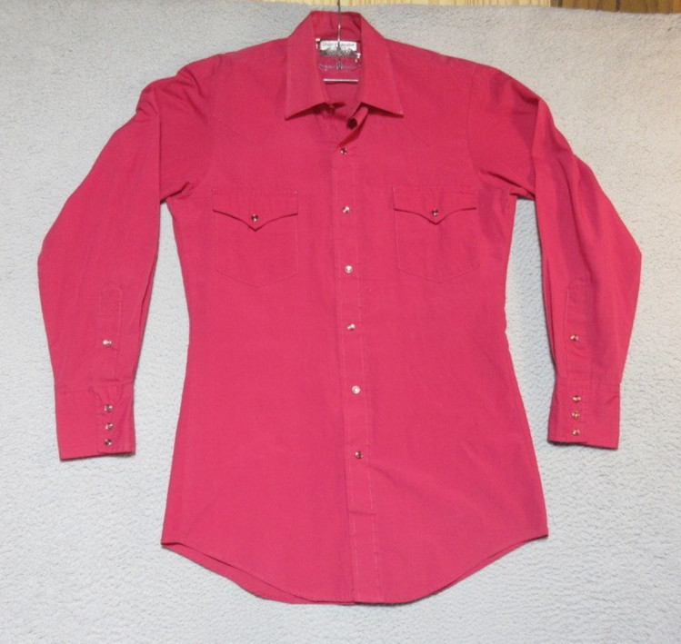 VTG Karman Shirt Large Womens Extra Long Tail Pearl Snap Made in USA