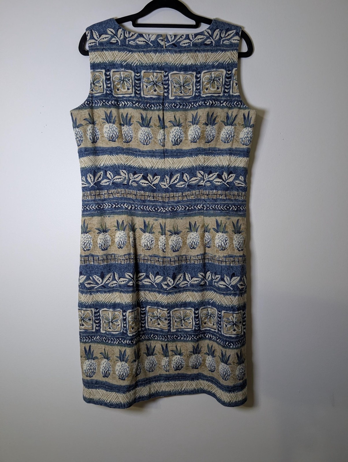 Vintage 90s Bushwacker Pineapple Print Shift Dress Size 10 Tropical Coastal