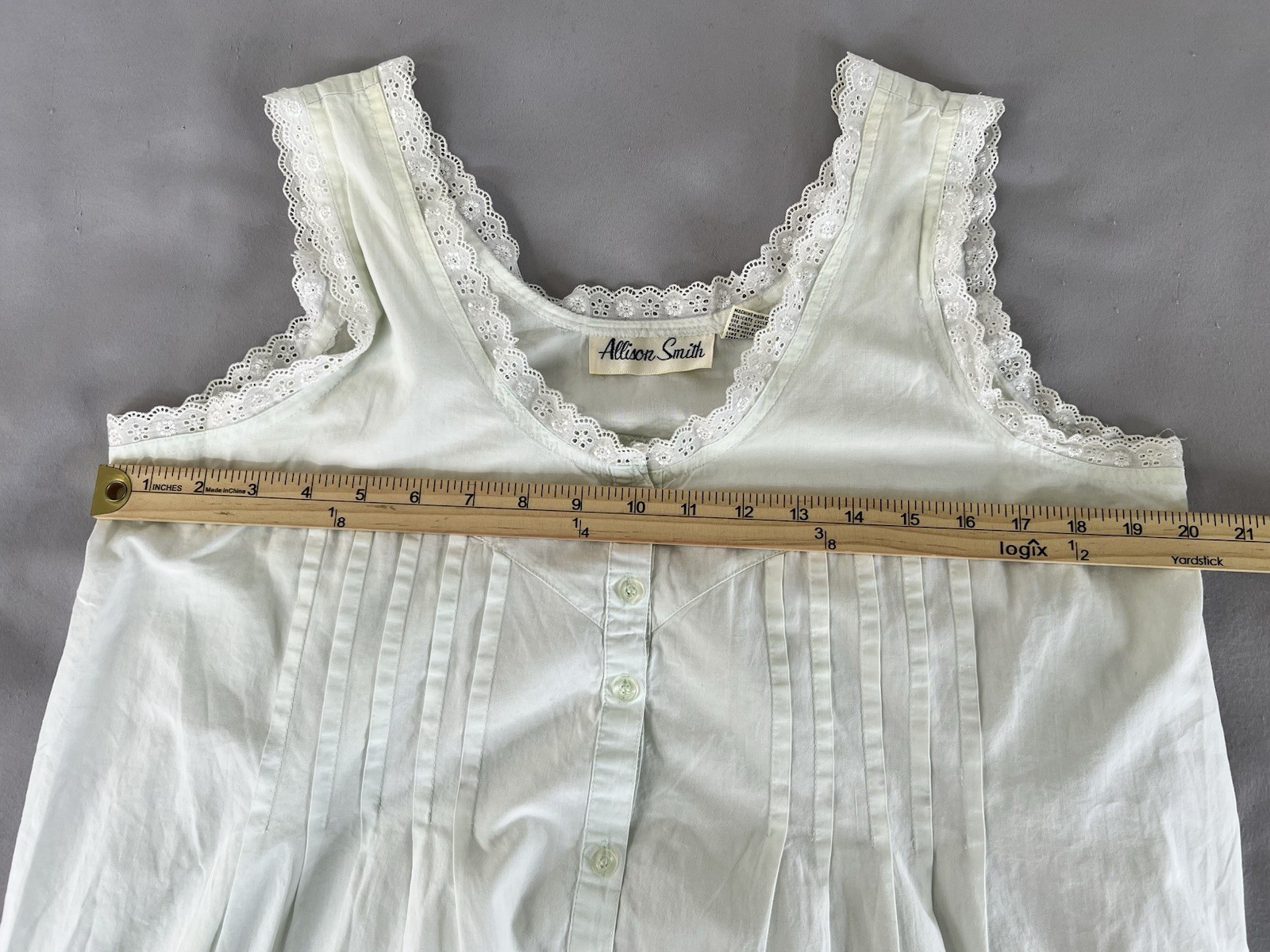VTG Allison Smith Nightgown Womens Medium Green 100% Cotton Victorian Y2K