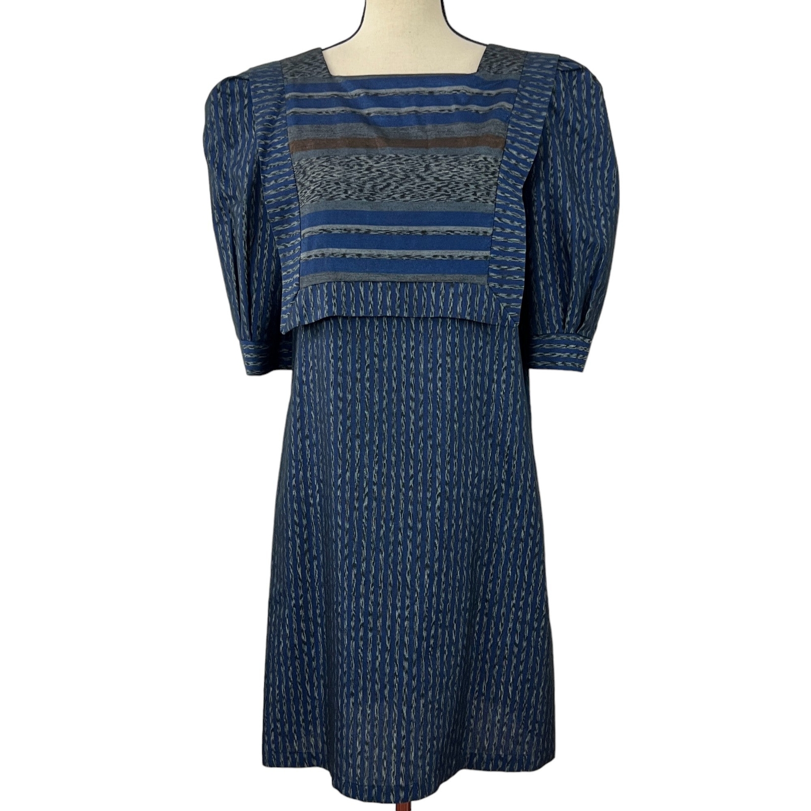 Marcia III Vintage Square Neck Puff Sleeves Shift Dress Size Medium/Large