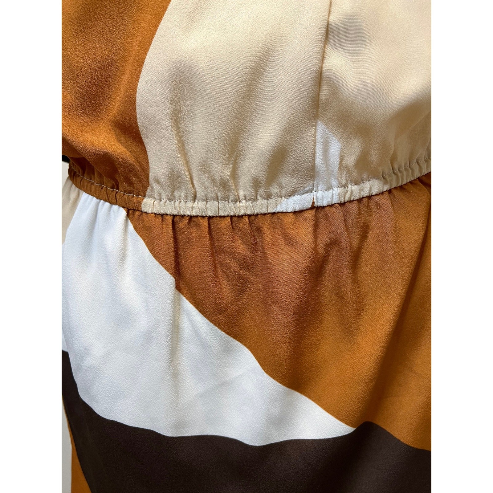 Vintage New York And Company Geometric Pleated Brown/Tan Mini Dress Size S