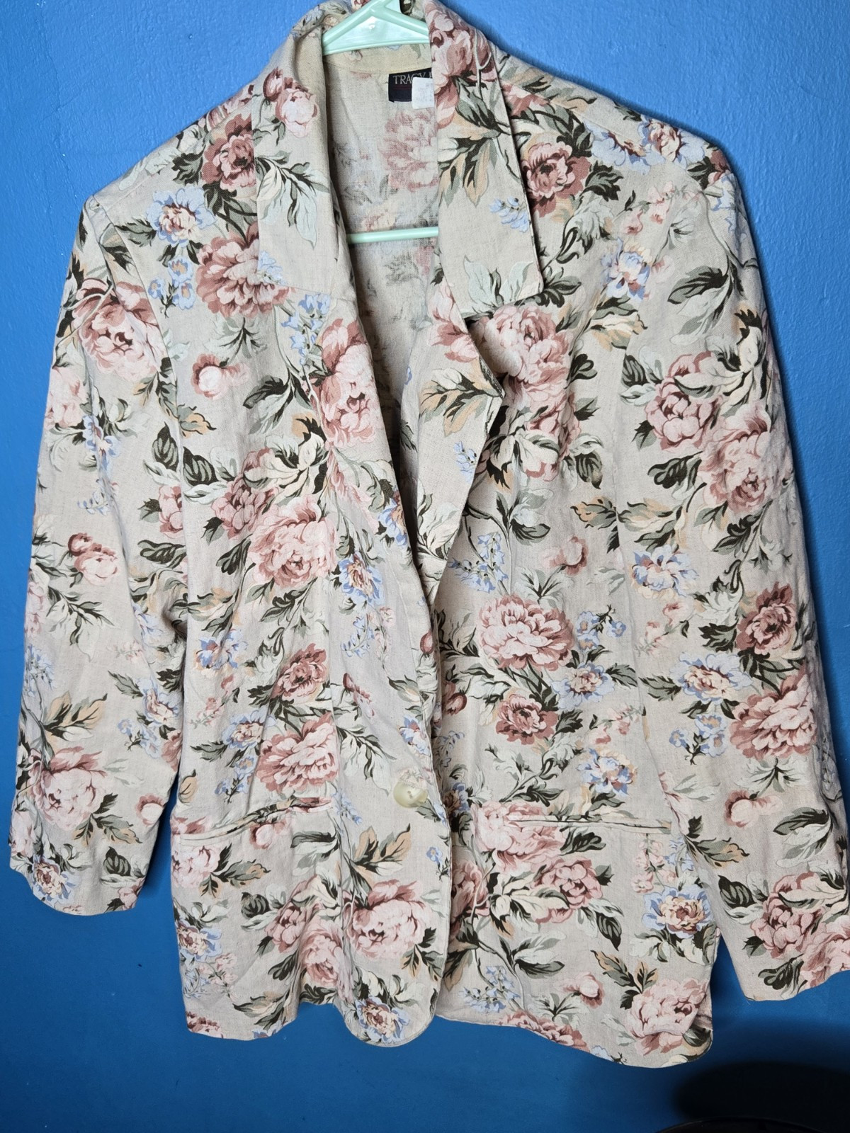 Vintage 80s 90s Tracy Evans Floral Blazer Medium Jacket