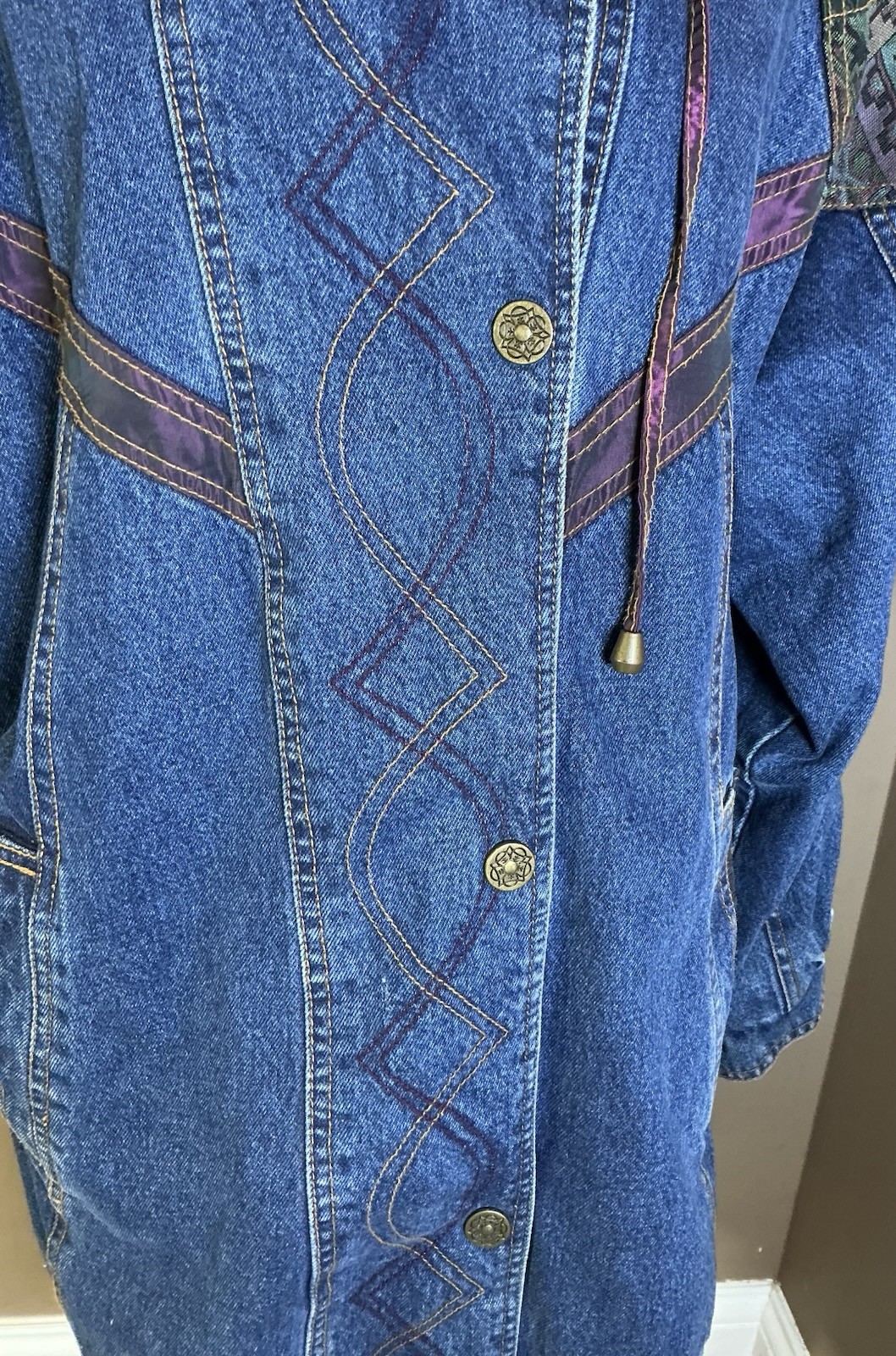 Vintage Rare 80s Western Cotton Current Seen Denim Tapestry Jacket Large