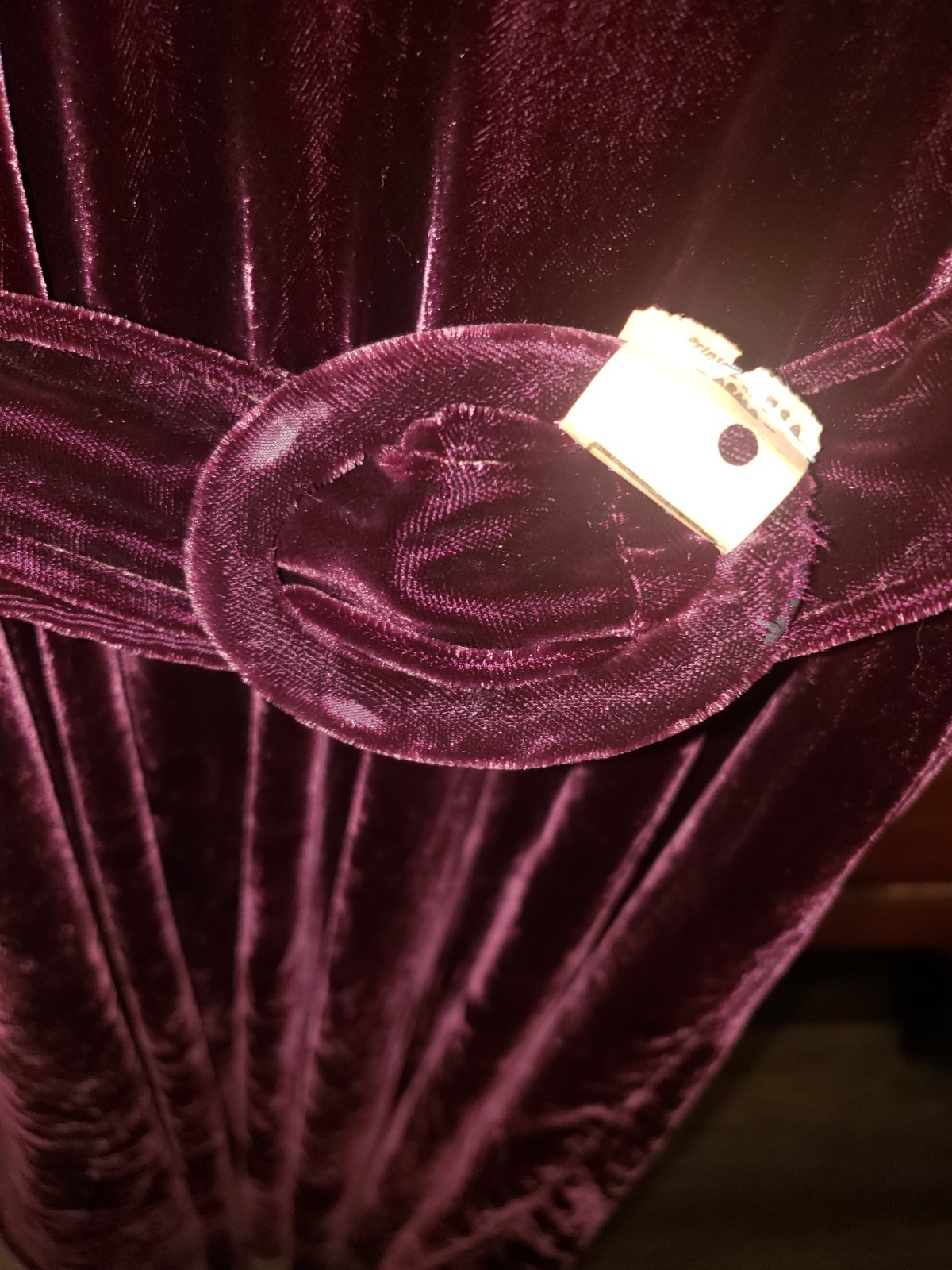 Vintage Burgundy Crushed Velvet Dress With Belt