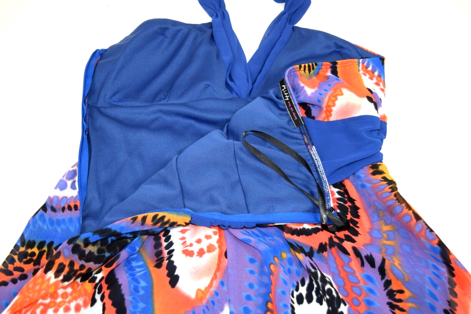 Vintage Halter Top Kitty Sexy Yet Classy Size S/M 90s Purple Blue Orange Swirls