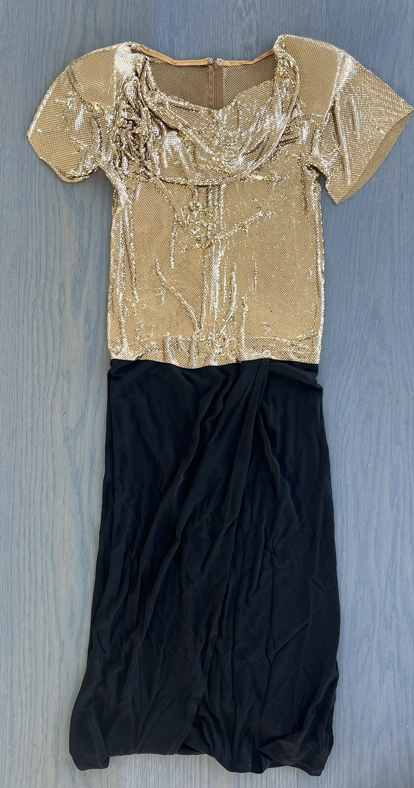 Vintage 1970s Metal Mesh Ferrara Gold Chainmail Dress Lindissima San Juan Small