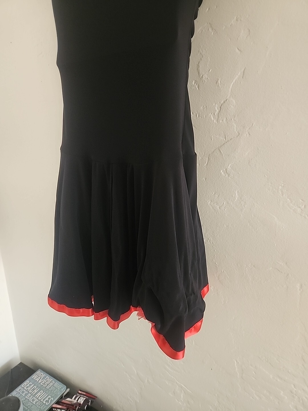 vintage 90’s club dress black w/red taboo medium y2k poly/spandex fairy xmas