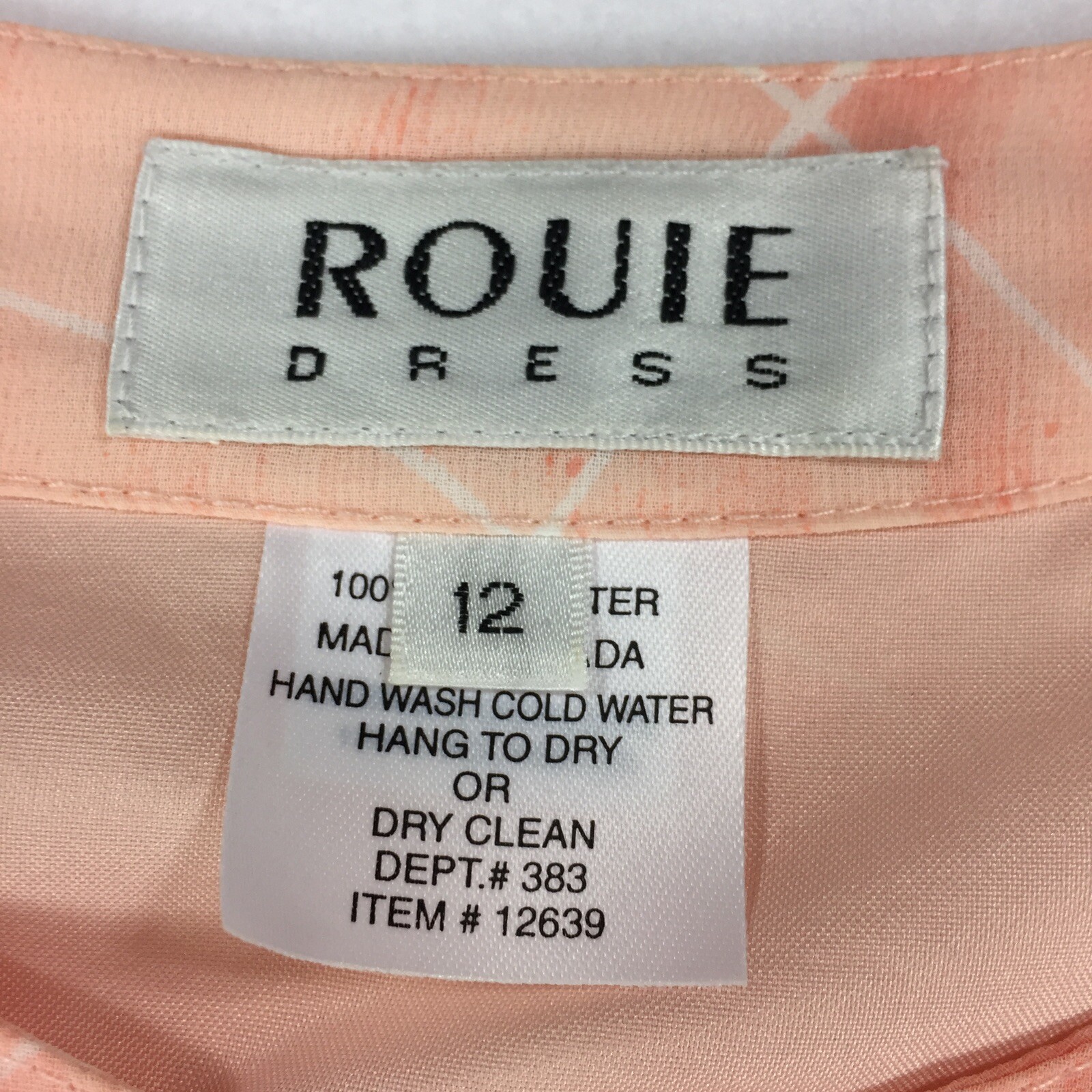 Vintage 1980s Rouie Blouson Smock Dress with Belt Size 12 Peach Chiffon Modest L