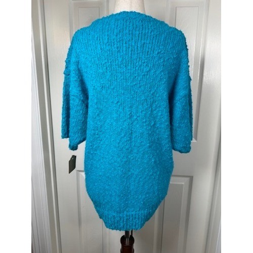 Chaus Vintage 80s Turquoise Geometric Textured Knit Sweater Tunic Women’s M