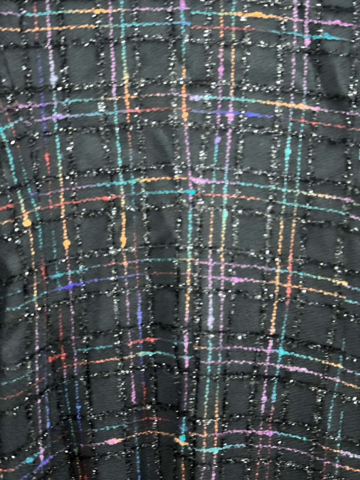 Lauren Meren Black Rainbow Plaid Bling Vintage Blazer Women’s Sz 4 Maximalism