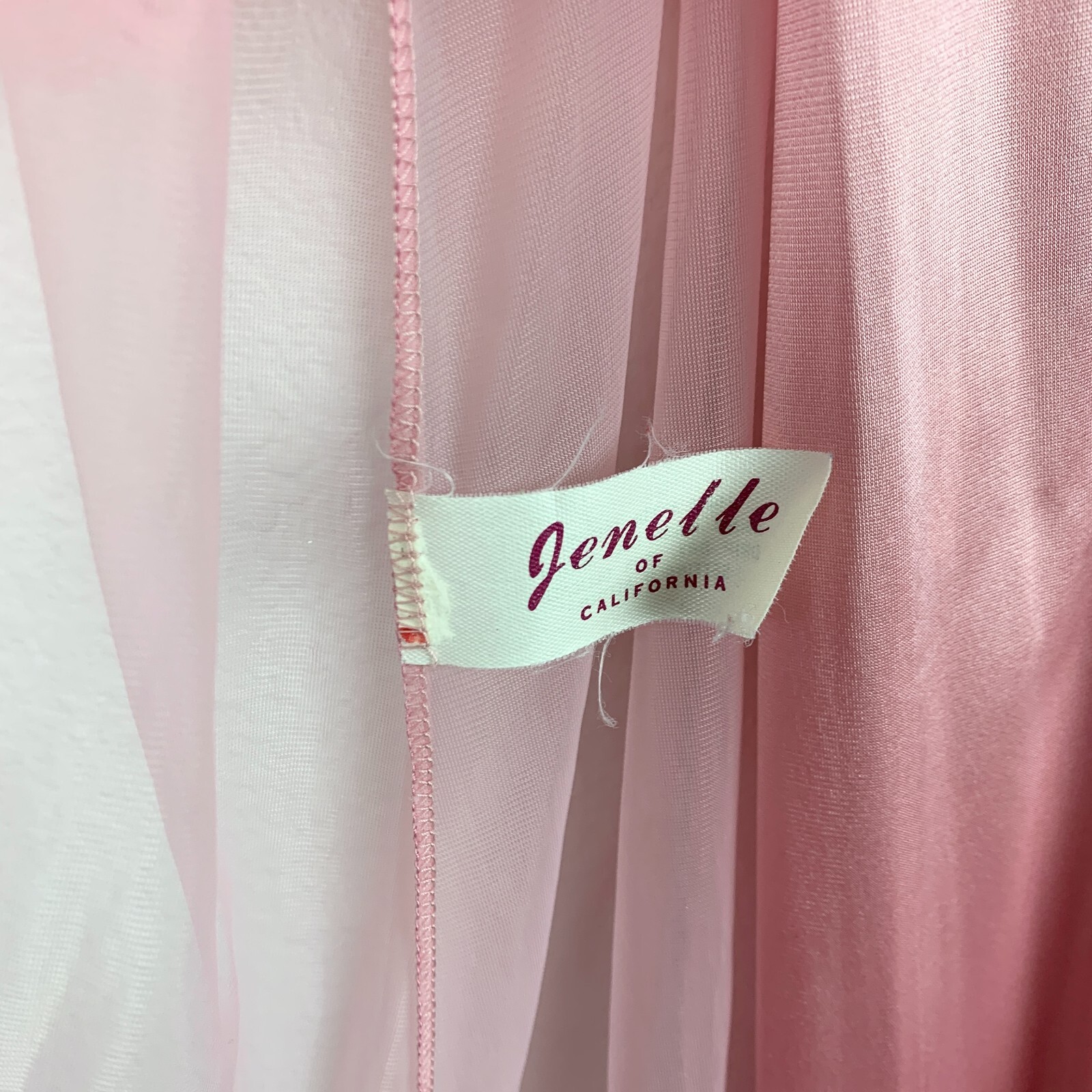 Vintage Jenelle of California Pink Sheer Nightgown Chiffon Nylon Tricot Robe Set