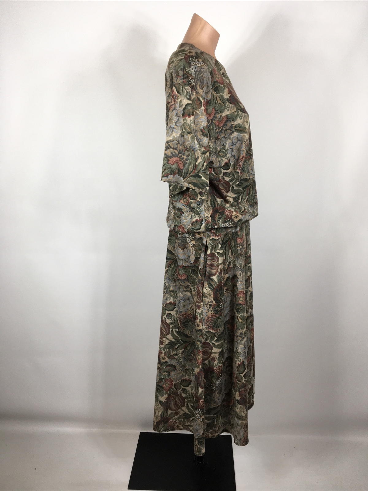 Vintage Gorgeous 80s 1980s FLORAL cottagecore Tapestry dress 14