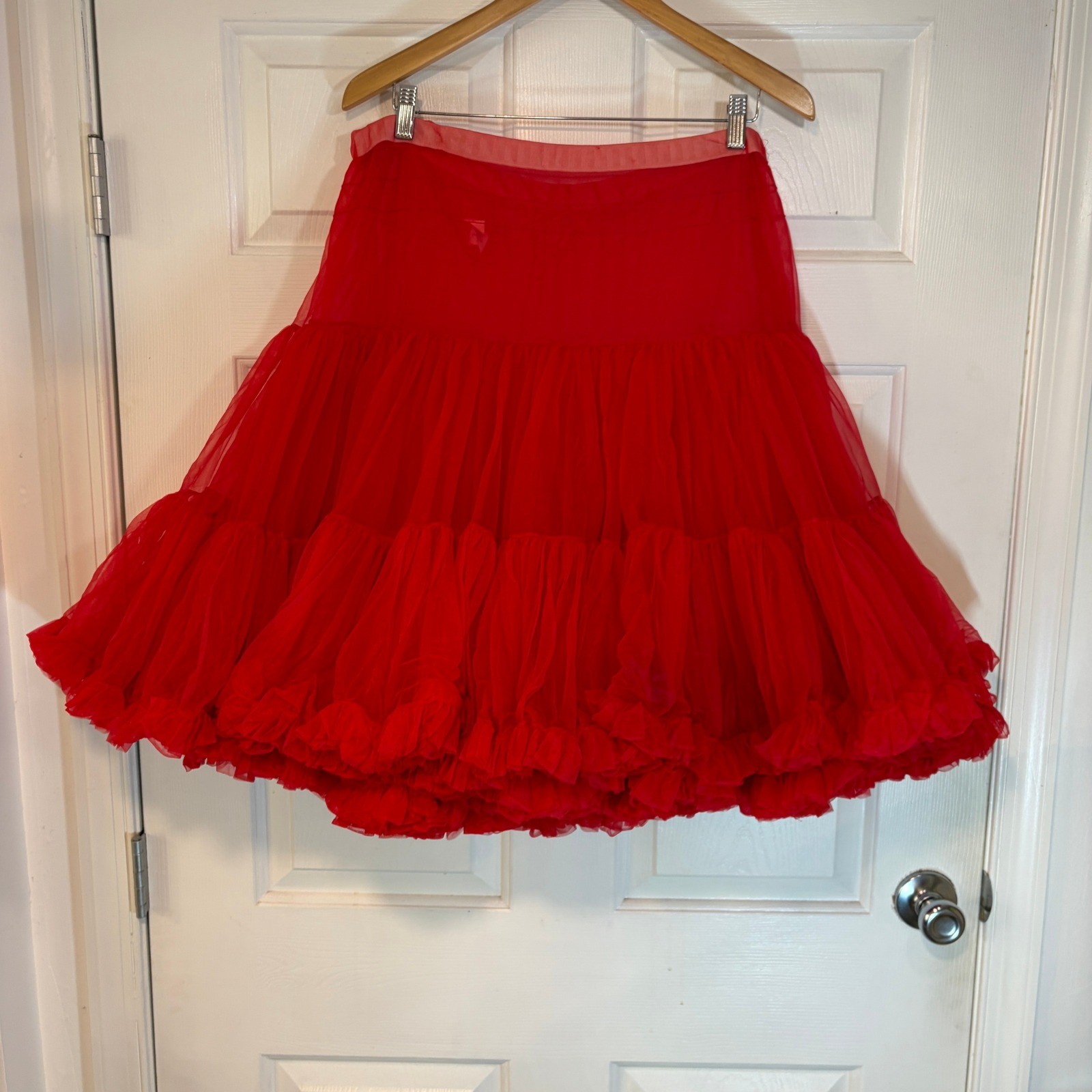 Malco Modes Red Petticoat Partners Please 582 Vintage Tulle Ruffle Skirt Pin Up